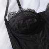 Conjunto de Sujetador de Encaje Francés Sexy Malla Ultradelgado Lencería para Mujer Conjunto de Tops de Verano con Tirantes Ropa Interior Moldeadora Negra Sujetadores con Conjuntos de Tanga