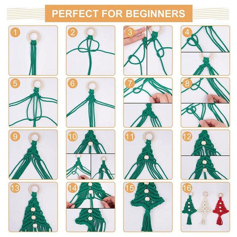 3PCS/Set Cotton Thread Christmas Tree Handmade Cotton Rope Hanging Ornaments  Christmas
