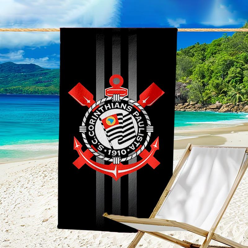Sport Club Football Crest Printed Beach Towel, Super Soft Microfiber, Perfect Gift Birthday, for Pool, Beach, Travel, for family and friends