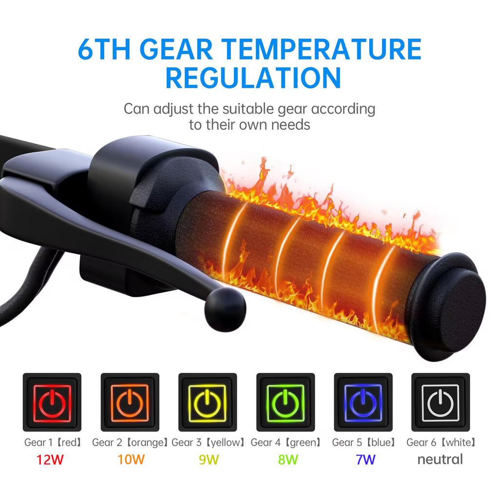 5V Motorcycle Heated Handgrips USB 6 Gear Warmer Electric Heated Grip Cover Anti Vibration Anti Slip Fast Heating Kits