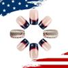 Independence Day Press on Nail Square Star False Nail 4th of July Designs Stick on Nail French Tip Nail Accesories