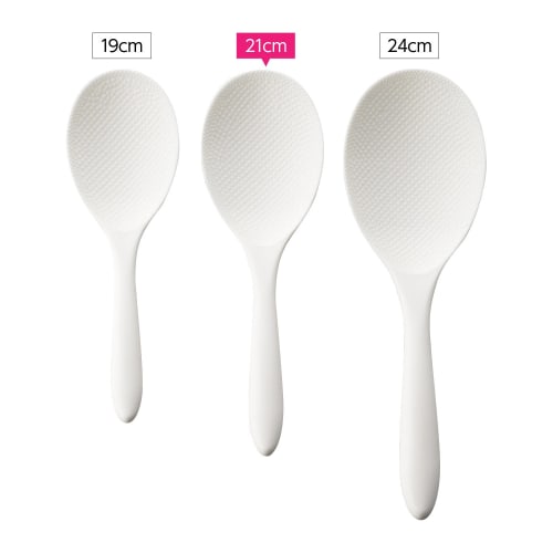 Akebono Sangyo Rice Paddle, White, 21cm, Blister Case, Made in Japan, Commercial Use, Spoon-Shaped for Fluffy Rice Spoons, Double-Embossed Finish, Flo