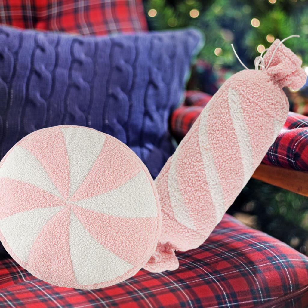 Creative Pink Round Candy Plush Pillow - Christmas Cushion Decoration