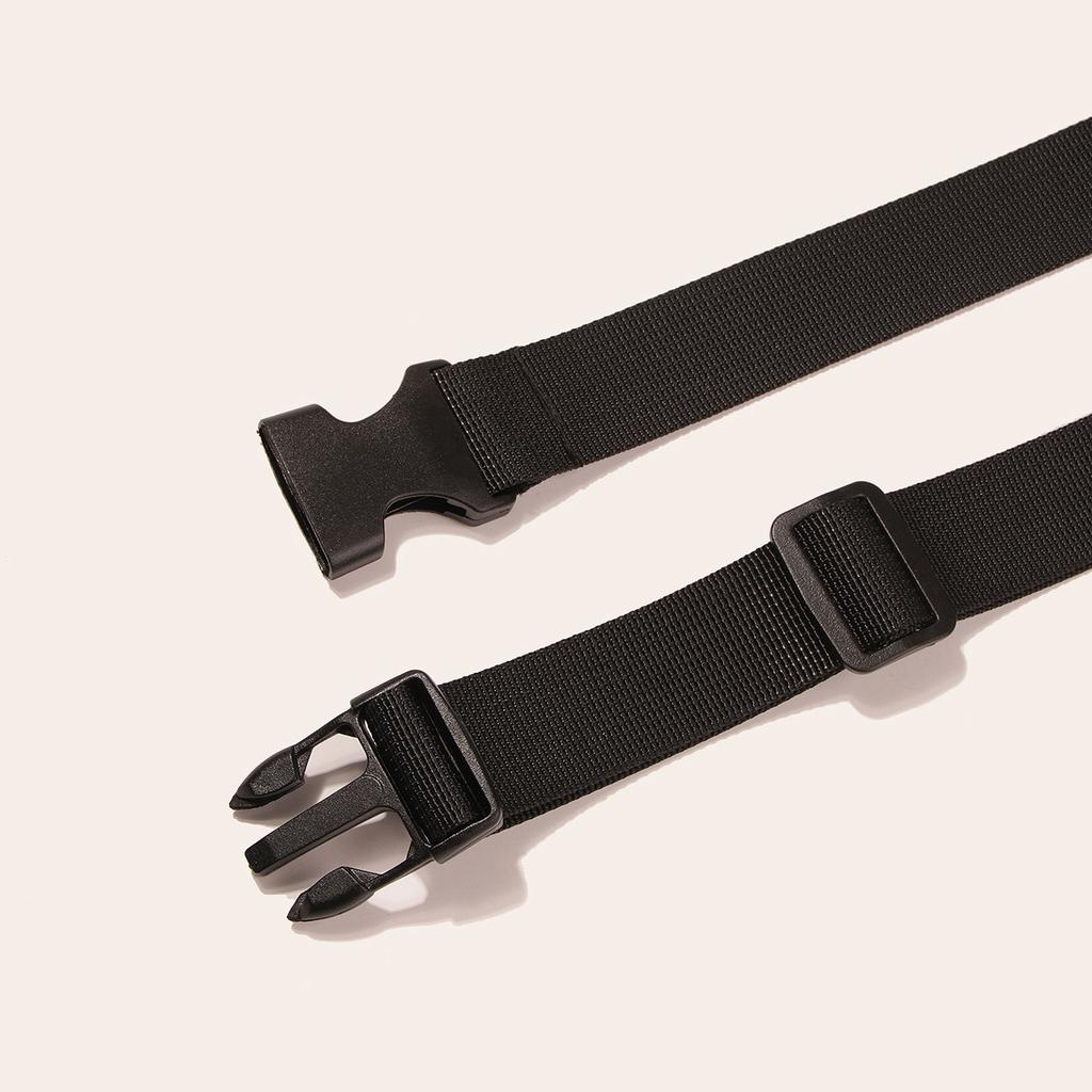 New Style of Women's Buckles Handsome Versatile Black Webbing Simple and Fashionable Belt