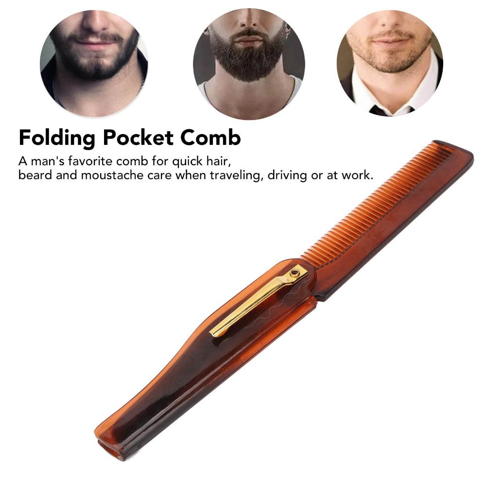 10pcs Brown Folding Pocket Comb Gold Buckle Handmade Comb Portable Fine Tooth Comb For Men