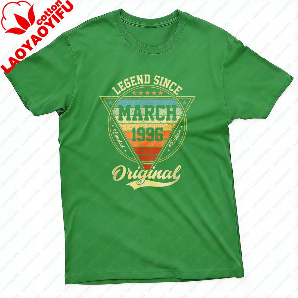 Legend Since March 1996 Original Vintage Design Unisex TShirt 30th Birthday Gift Tees Casual Fashion Tee Unisex Birthday Gift Top S