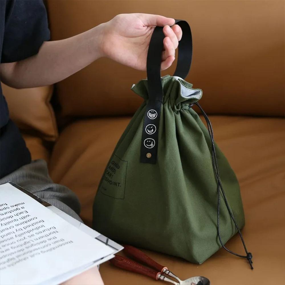Neuer Leinwand-Picknickbehälter Frischhalte-Kordelzug-Design Isoliert Thermosack Brottasche Schule