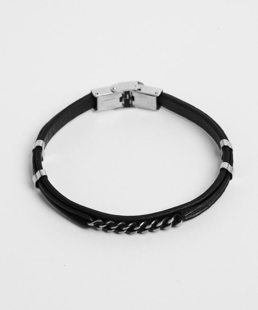 Ost Antique Leather Twisted Steel Bracelet Otb122207Tsb