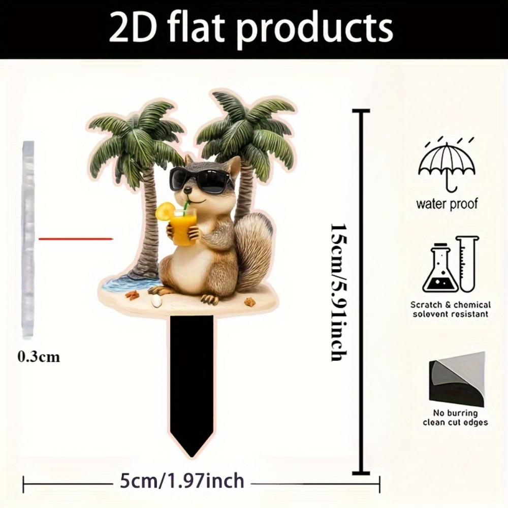 Fun squirrel, 2D flat acrylic, decoration, suitable for garden, lawn, potted plants, party, Christmas, Halloween