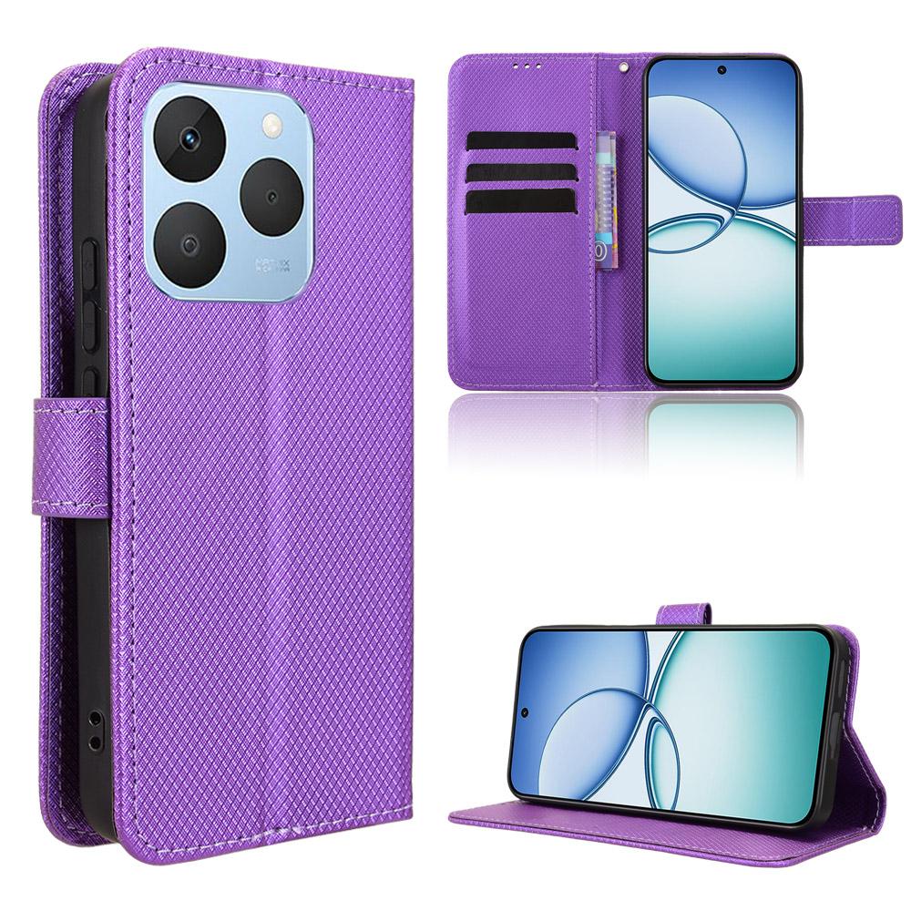 

For Realme 15T 5G Leather Wallet Case with Strap Diamond Texture Phone Cover