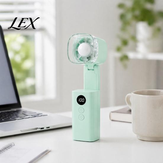 Camping Fan with LED Light Mini Handheld Fan, Foldable 2-in-1 Cooling Flashlight, 100 Speed Quiet Personal Adjustable, USB Rechargeable for