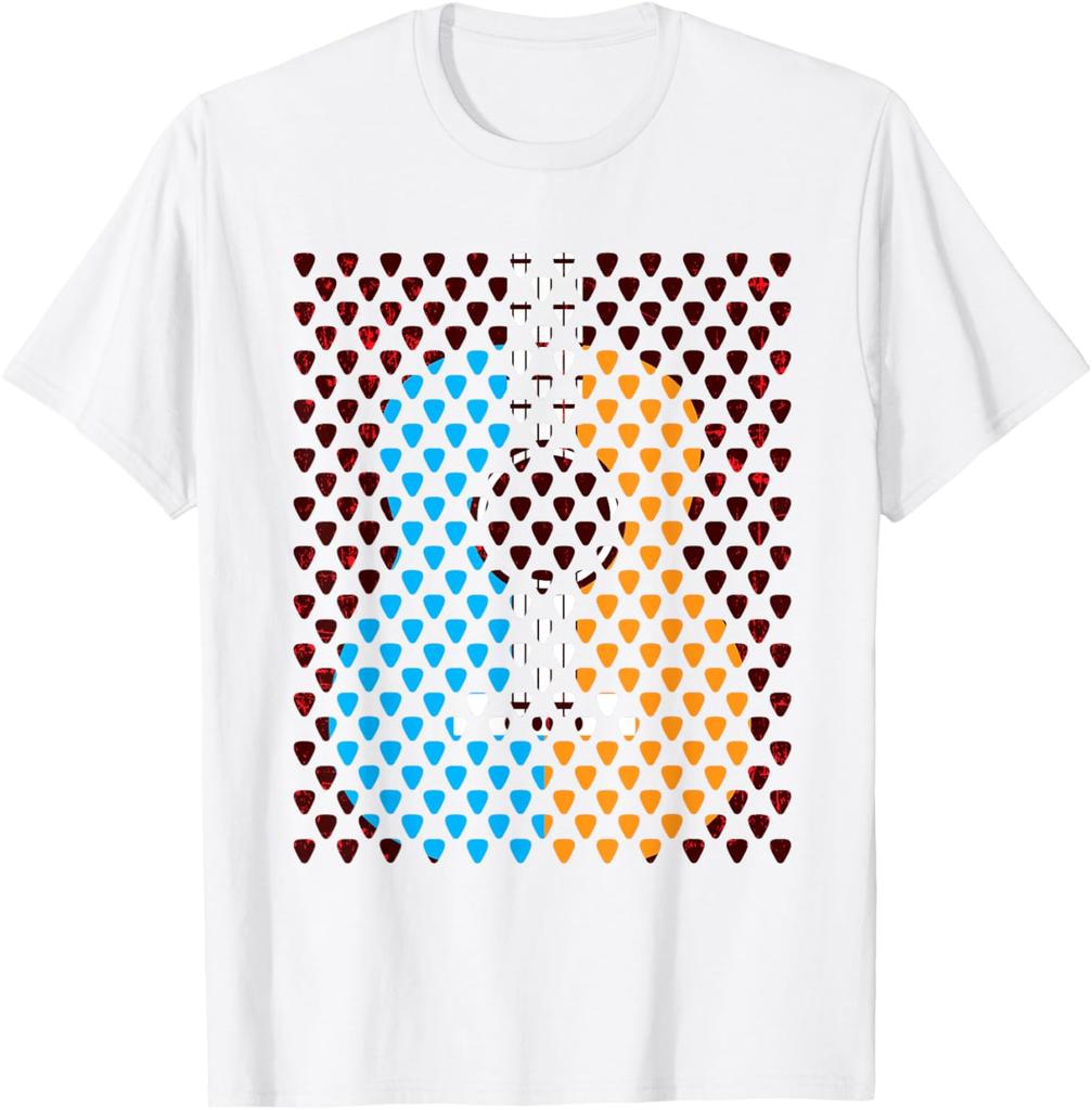 Guitar Pick Yin Yang Acoustic Guitar Graphic Tee Casual Short Sleeve TShirt