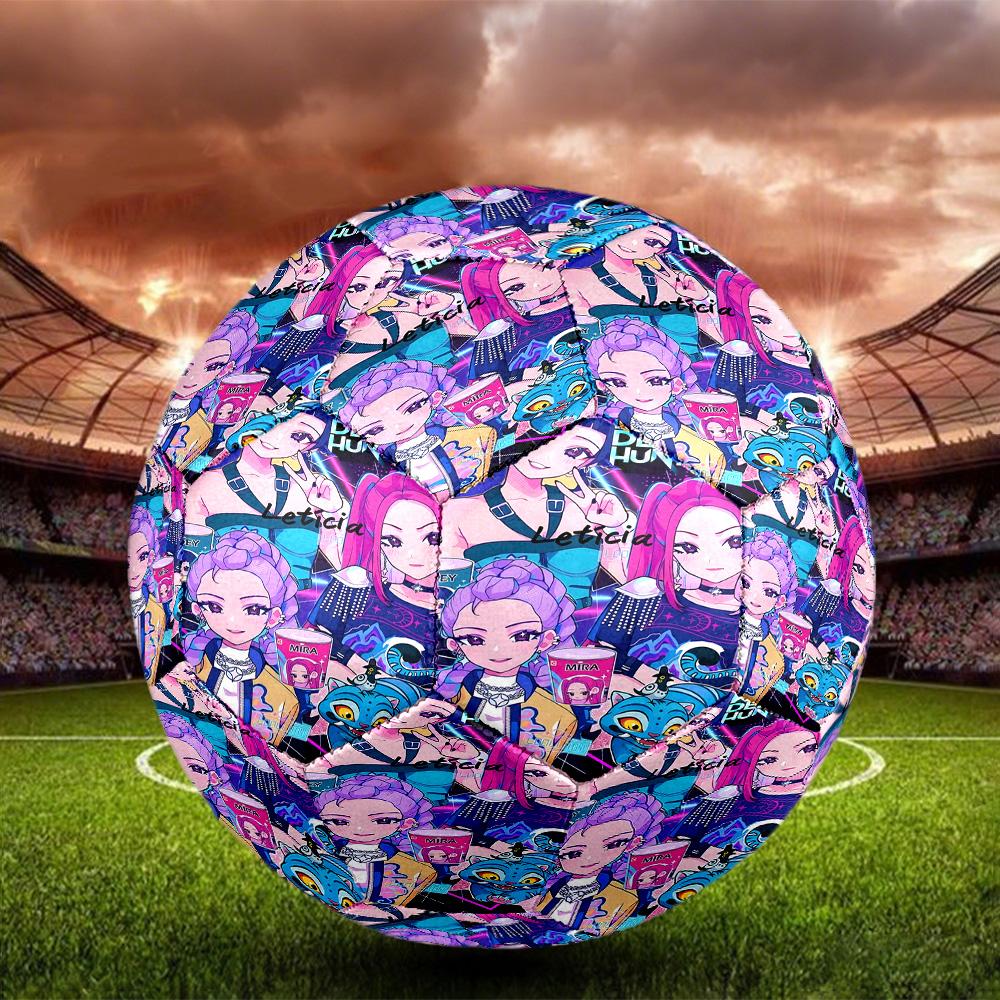 KPop Demon Hunters Druck Größe 5 Fußball, Standard-Matchfußball für Sportspiele und Teamtraining, Ideales Geschenk für Fußballfans