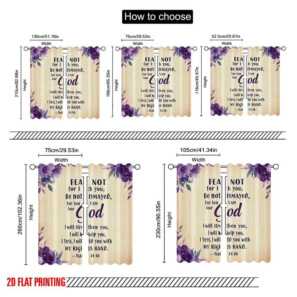 2pcs 2D Flat Printing Scene Curtain Fear Not I Am God Fabric Without Electricity Festive Curtains Perfect for Wall Art Party