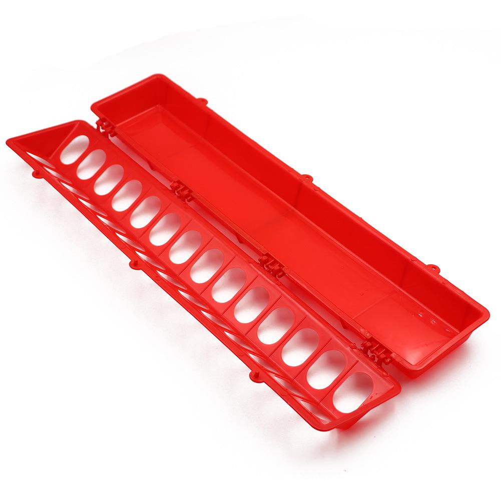 50cm Rectangular Chicken & Duck Feeder: 28-Hole Anti-Spill with Lid, Integrated Water-Food Long Strip Design