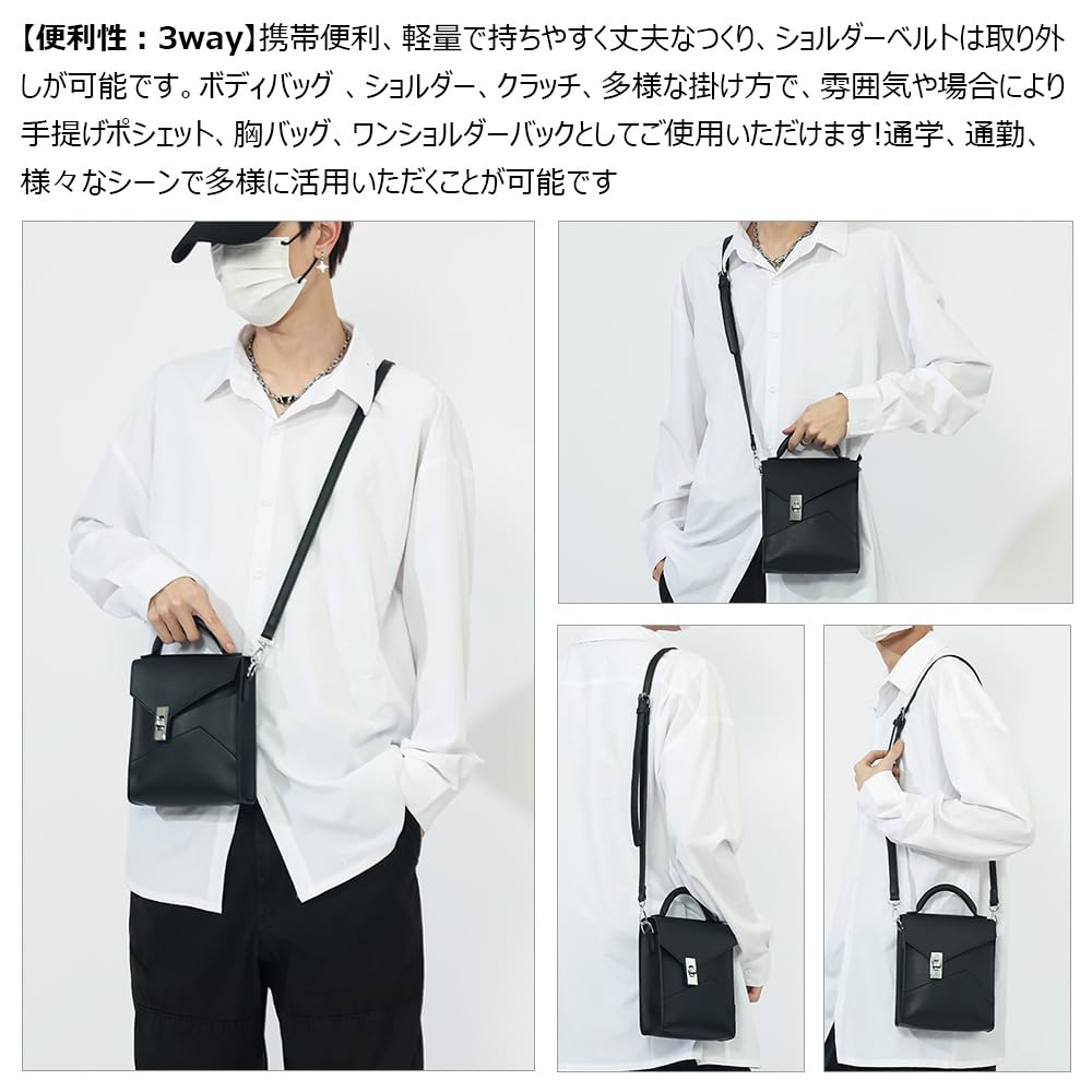 Leather Mini Shoulder Bag 3way Mini Crossbody Chest Bag Handbag Bag Mini Second Bag Casual Formal Business School Commuting Shoulder Bag Bicycle Bag