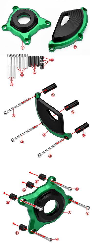 LEDISHUN Engine Cover, Engine Slider, Engine Guard for Kawasaki Z900, Z900RS, and Z900RScafe, All Years (Z900RS, Green)