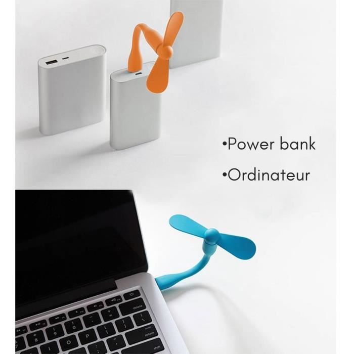 Ventilateur USB - Portable - Blanc - Silencieux 25 dB - Pales en silicone - 14 cm de long