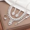 New Leaf Necklace Earrings Four-piece Set Fashion Bridal Wedding Rhinestone Accessories Necklace