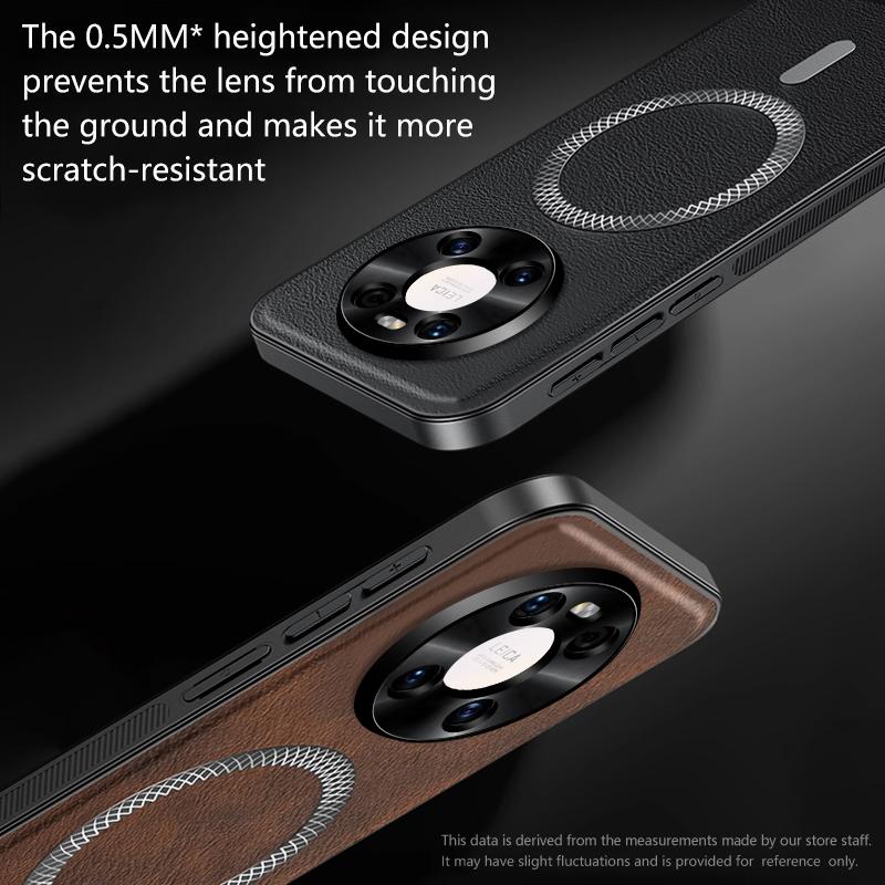 For Huawei Mate 40 Case Magnetic Elegant Leather Wear-Resistant Lens Fully Covered Non-Slip Grip Edge Cover Shell