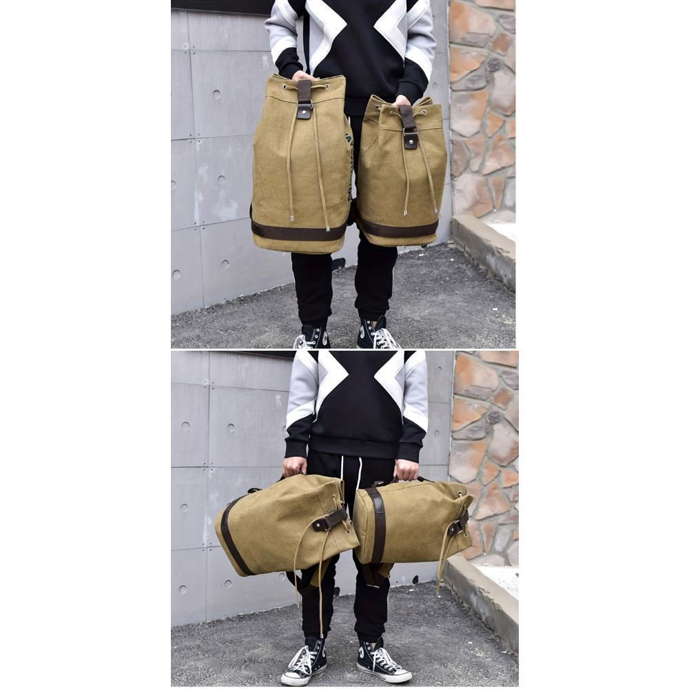 Fashion Canvas Sports Backpack Barrel Bag Travel Computer Backpack Men's Bag Leisure Travel School Bag Unisex