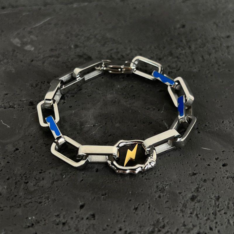 

Niche Style Titanium Steel Hip Hop Women s Non-Fading High Street Necklace < 19cm >Lightning Design Bracelet