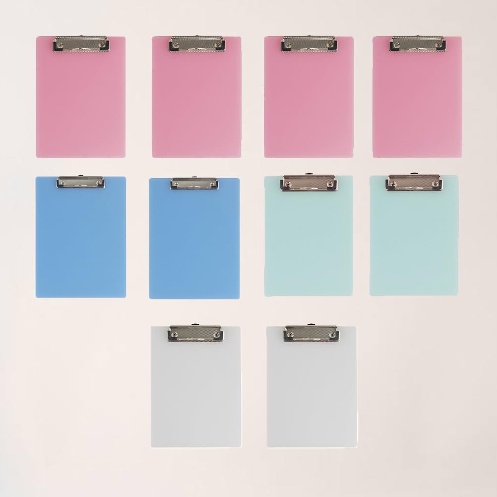 NUOLUX A5 Plastic Portable Clipboard Folders, Set of 10, 23x16cm, Profile Clipboards, Paper Holder Clipboards, Menu Clipboards, Office Supplies