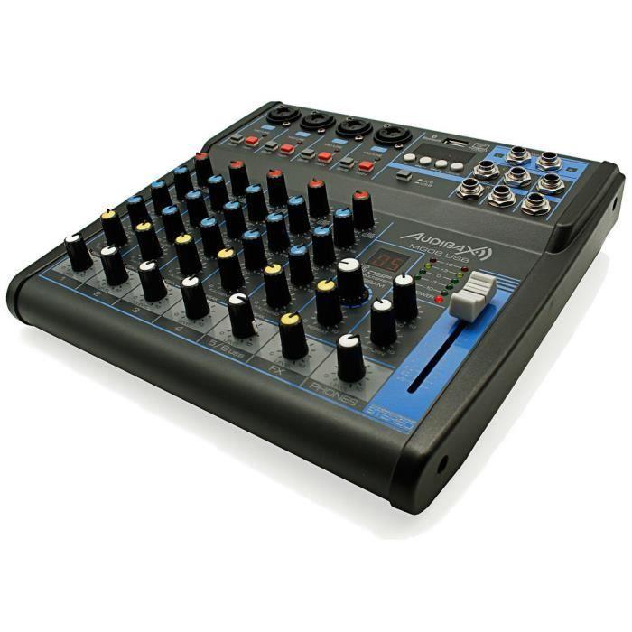 audibax mg06 usb, table mixage 6 canaux avec bluetooth, mp3, usb rec et effets