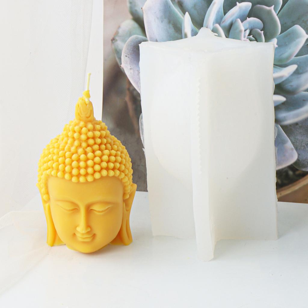 3D Buddha Head Candle Mold Silicone Meditation Buddha Head Shaped Mold Candle Creative Candle Making Silicone Moulds