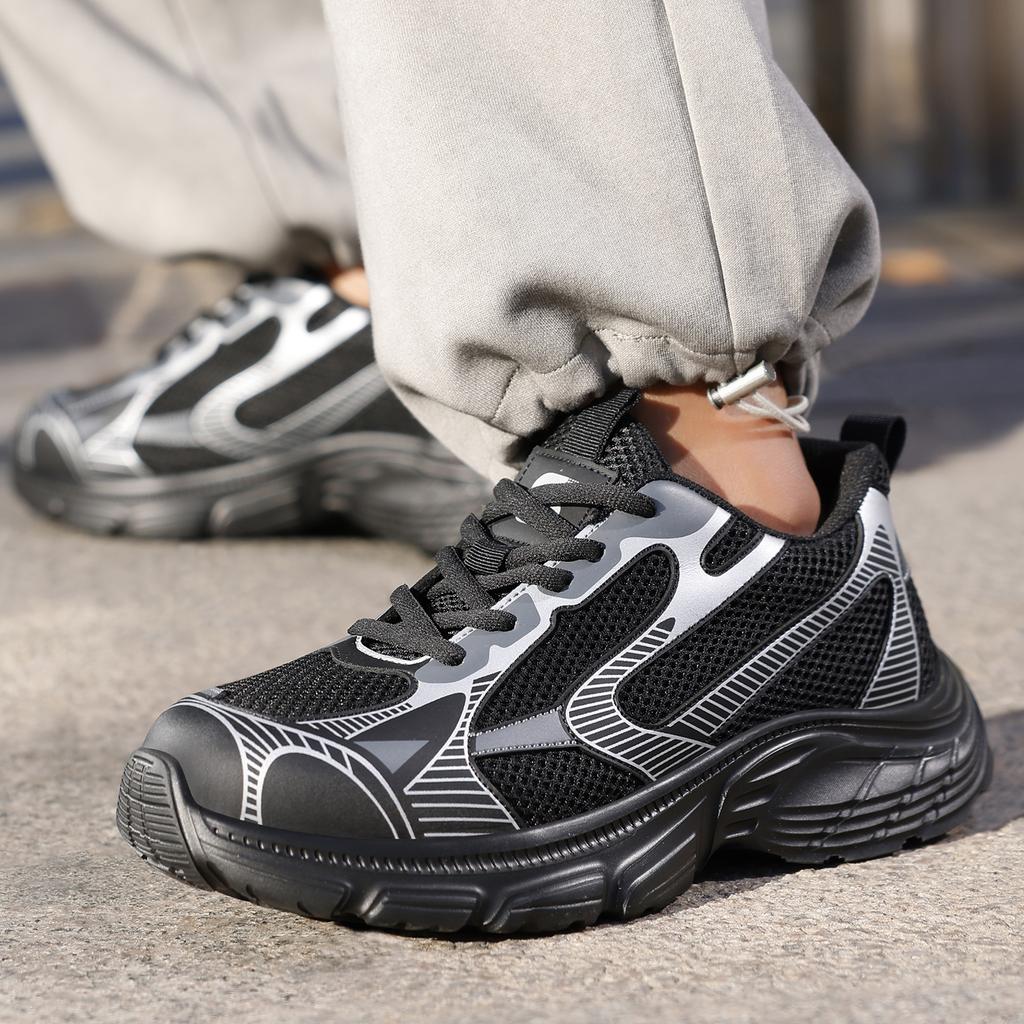 Men's Safety Shoes For Work Anti Smashing Anti Puncture Breathable Silver Gray