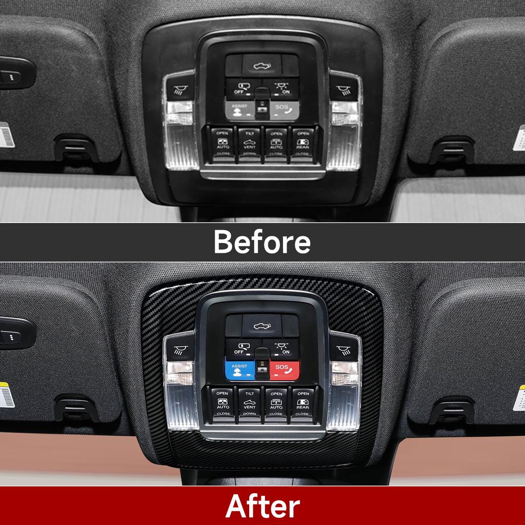 UAL3 For Dodge RAM 1500 2500 3500 2019-2026 Car Reading Lamp Frame Panel Carbon Fiber Interior Sticker ABS Trim Accessories