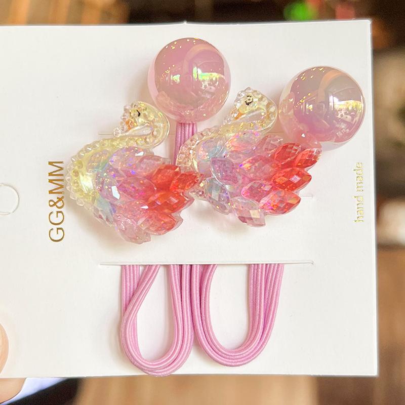 2 STÜCKE Hübsche Cartoon Gerste Schwan Mädchen Elastische Haarbänder Kinder Prinzessin Haaraccessoires Kinder Haargummis Baby Kopfschmuck