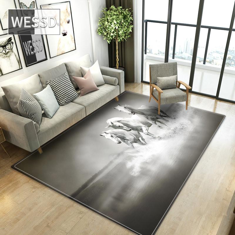 Horse Carpet Living Room 3D Animal Sofa Carpet Large Mats Kitchen Anti-slip Water Absorption Sponge Mat For Bathroom Bedroom Rug
