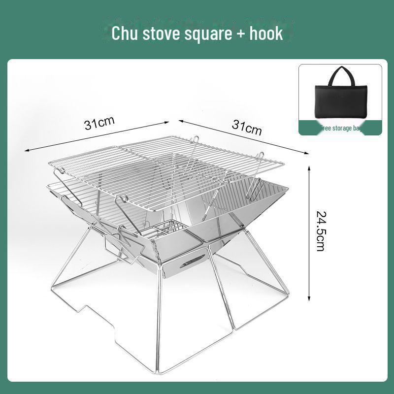 Portable Hexagonal Stainless Steel Wood Stove Grill for Outdoor Picnics