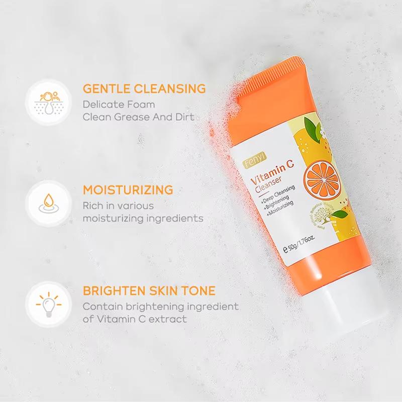 Detergente Viso alla Vitamina C Pulizia Profonda della Pelle Idratante Rimozione Punti Neri Cura della Pelle Detergente Viso Schiuma Detergente Viso Cura della Pelle