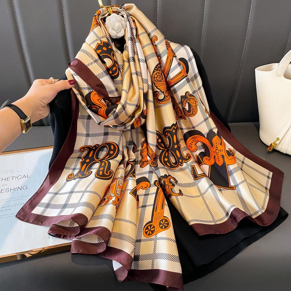 The new printing silk scarf spring and summer outside take sunscreen scarf beach towel thin section warm neck temperament versatile ladies