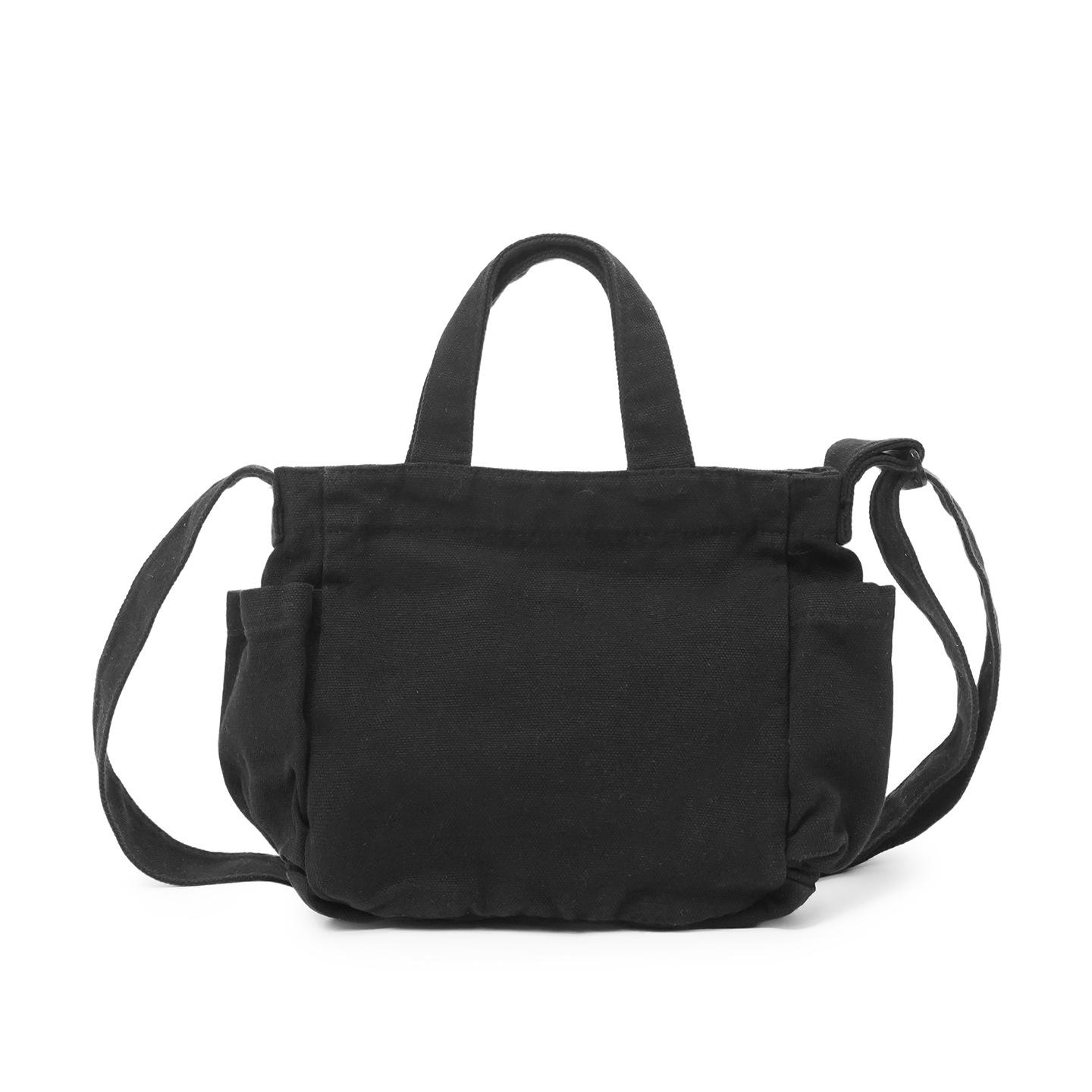 

Japanese Retro Canvas Tote Bag Large Capacity Fashiable and Versatile Commuting Shoulder Bag Multi Pocket Handbag for Students чёрный