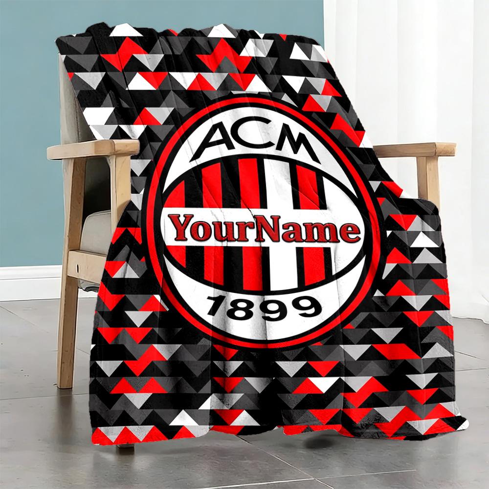 Ac Milan Customize Text Blanket Cozy Customizable Blanket Warmthful Decor Great for Living Room Nap Bed Office Ideal for All Seasons