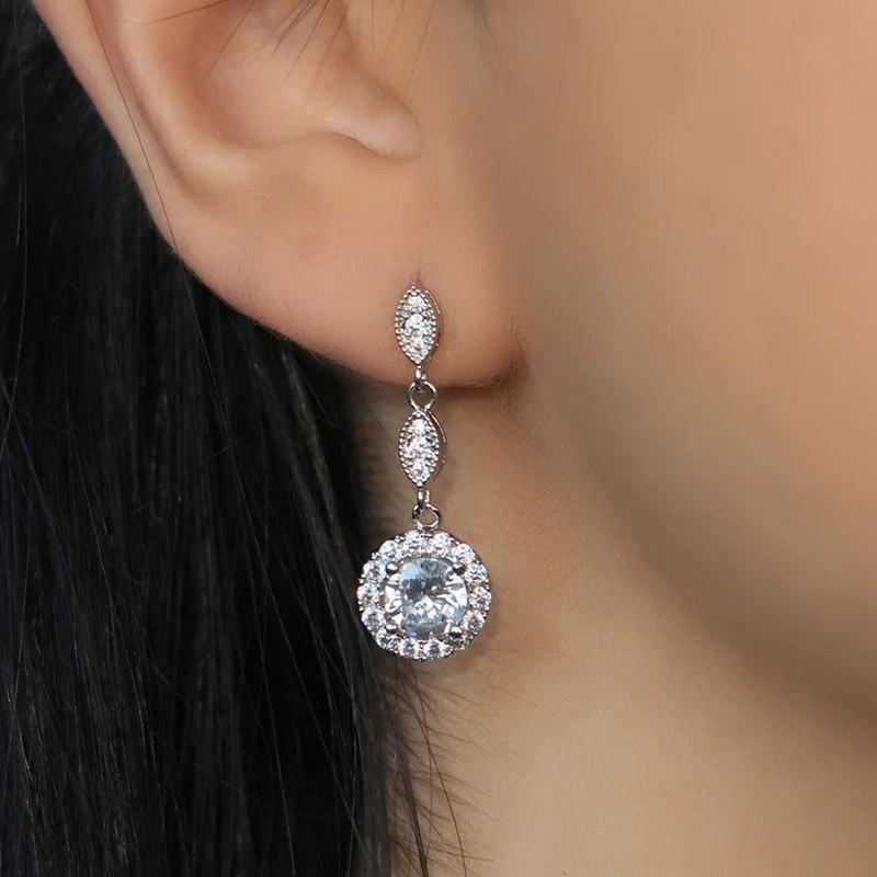 Green Sky Douyin Super Flash Zircon Fringed Earrings, Long Round Bag Earrings for Women, Trendy Korean Temperament Ear Jewelry for Women
