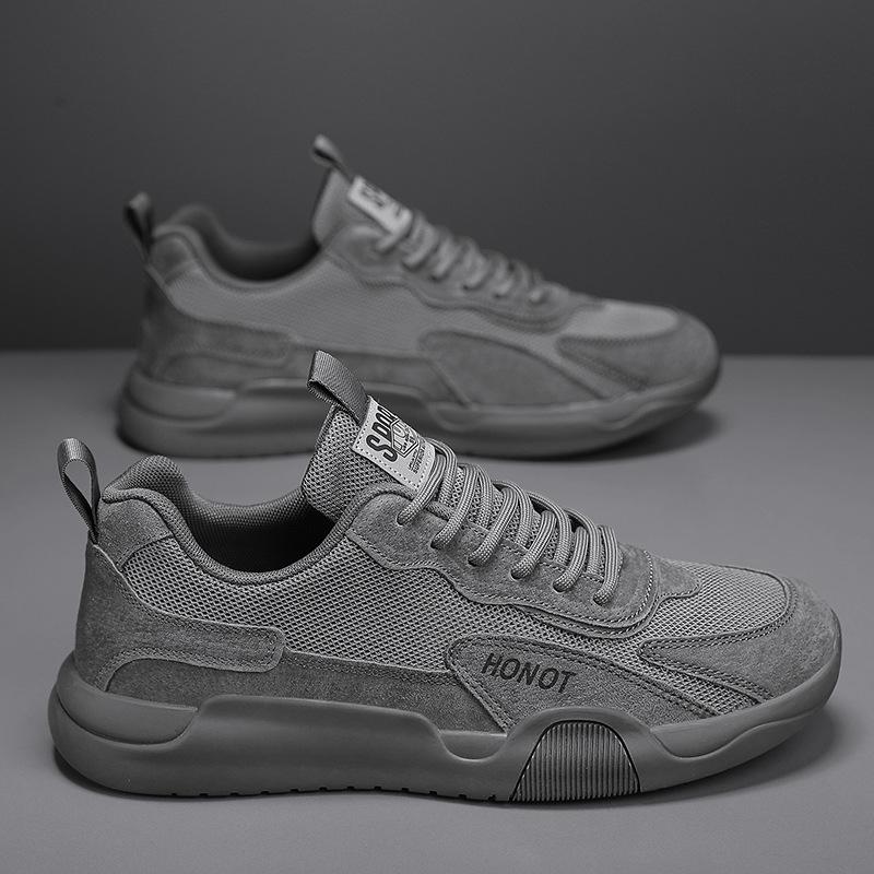 

New Korean version spring and summer mesh sports shoes men s versatile men s soft-soled running shoes casual breathable men s shoes 44 сірий колір