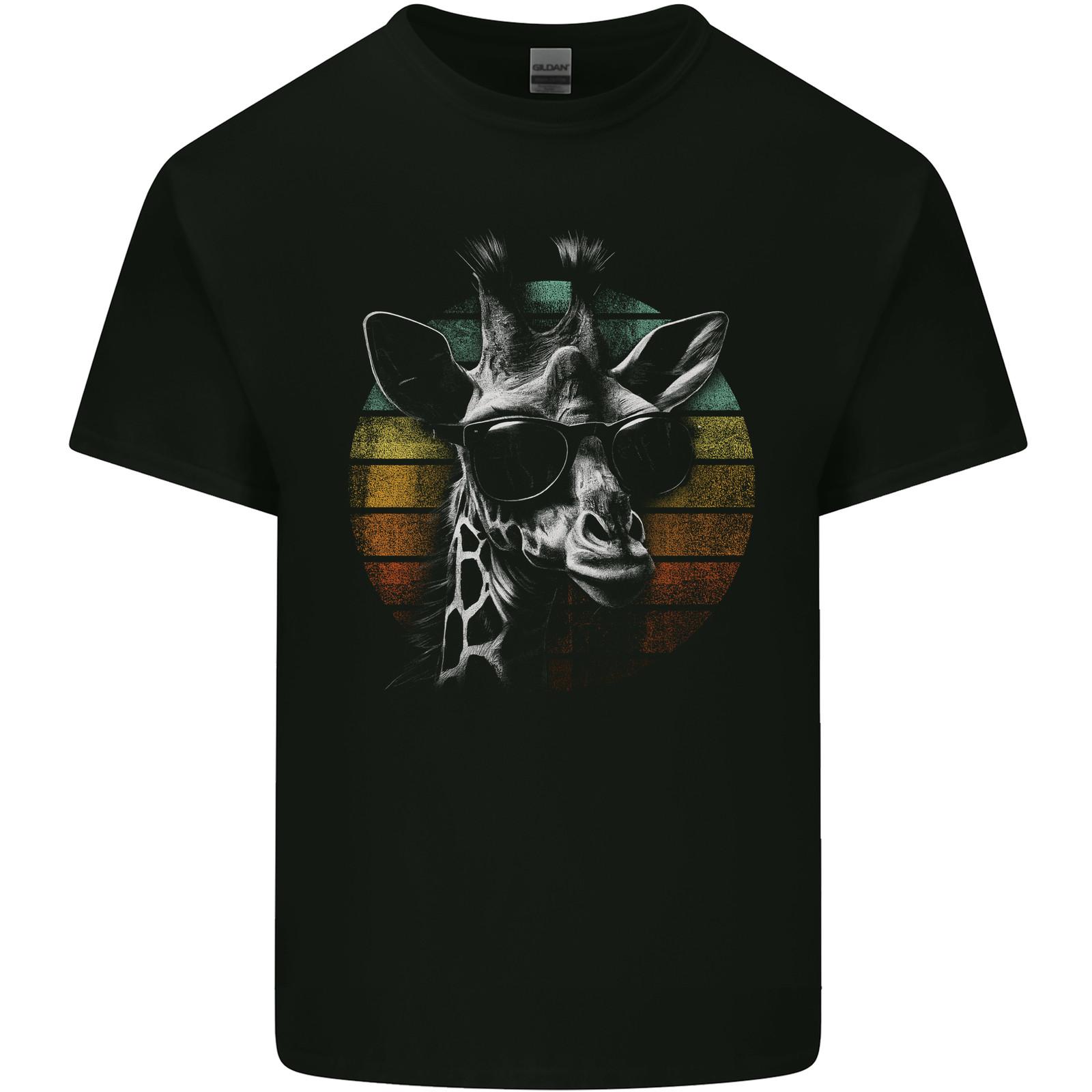 

A Retro Giraffe Mens Light Cotton T-Shirt Mens Womens Tees Top L