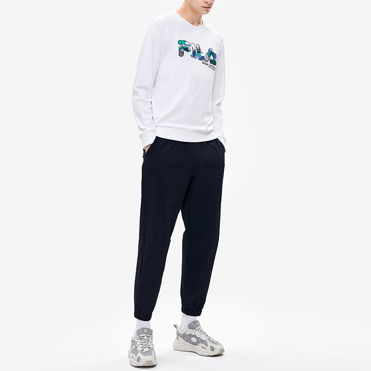 Fila Classic Cotton Crew Neck Logo Pullover Sweatshirt Men Sweatshirt Standard-White F11M238204FWT