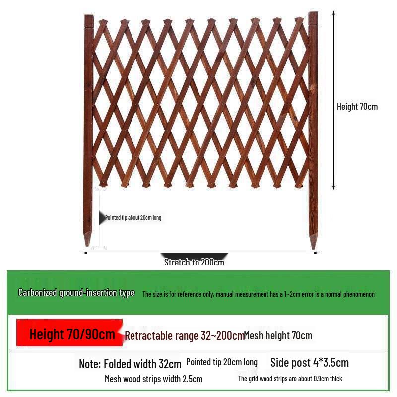Retractable Anti-Corrosion Wooden Fence for Garden, Balcony, and Outdoor Spaces.