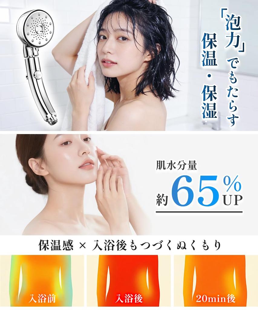 Mikro-Nano-Blasen-Duschkopf für Thermalbäder spart über Winkel Dusche hoher Wasserdunst Dusche Nano leistungsstark 5 Wasserstrahlen Handheld Wasserstopp Wasser