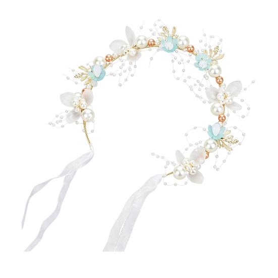Fairy Girl Headband Bright Color Imitation Pearls Flower Decor Princess Hair Hoop Party Crown Hair