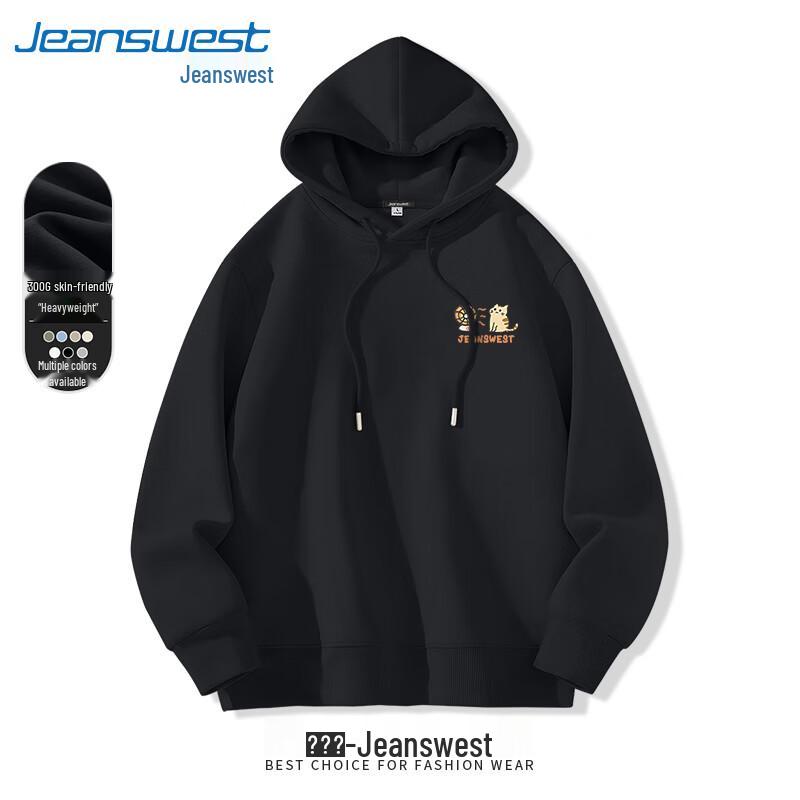 Jeanswest Men s Fall 2025 Heavy Cotton Cat Print Loose Fit Hoodie XL
