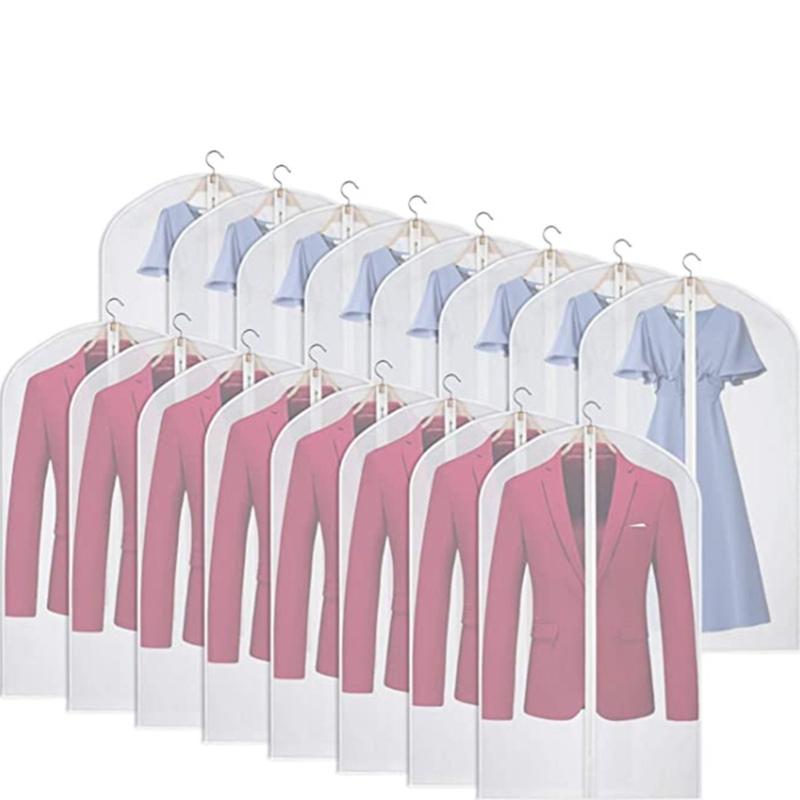 10Pcs Set Breathable Clothes Protector Bags With Zippered Convenient for Seasonal Storage of Suits and Dresses