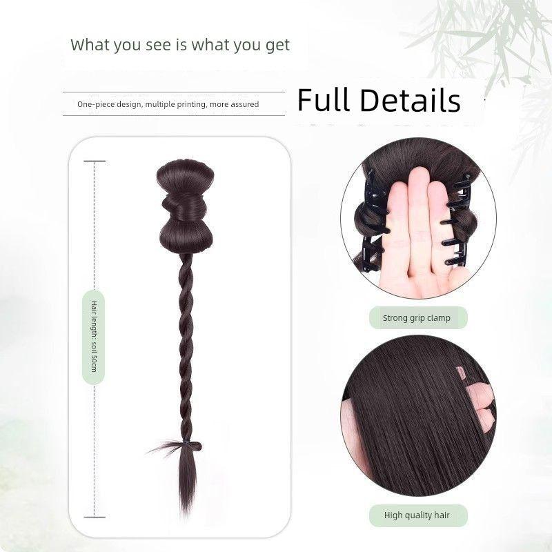Chinese Style False Braids Ponytail Female Grip Ancient Style Han Chinese Clothing Braided Hair Side Horse Tail Cool Light National Style False Braids