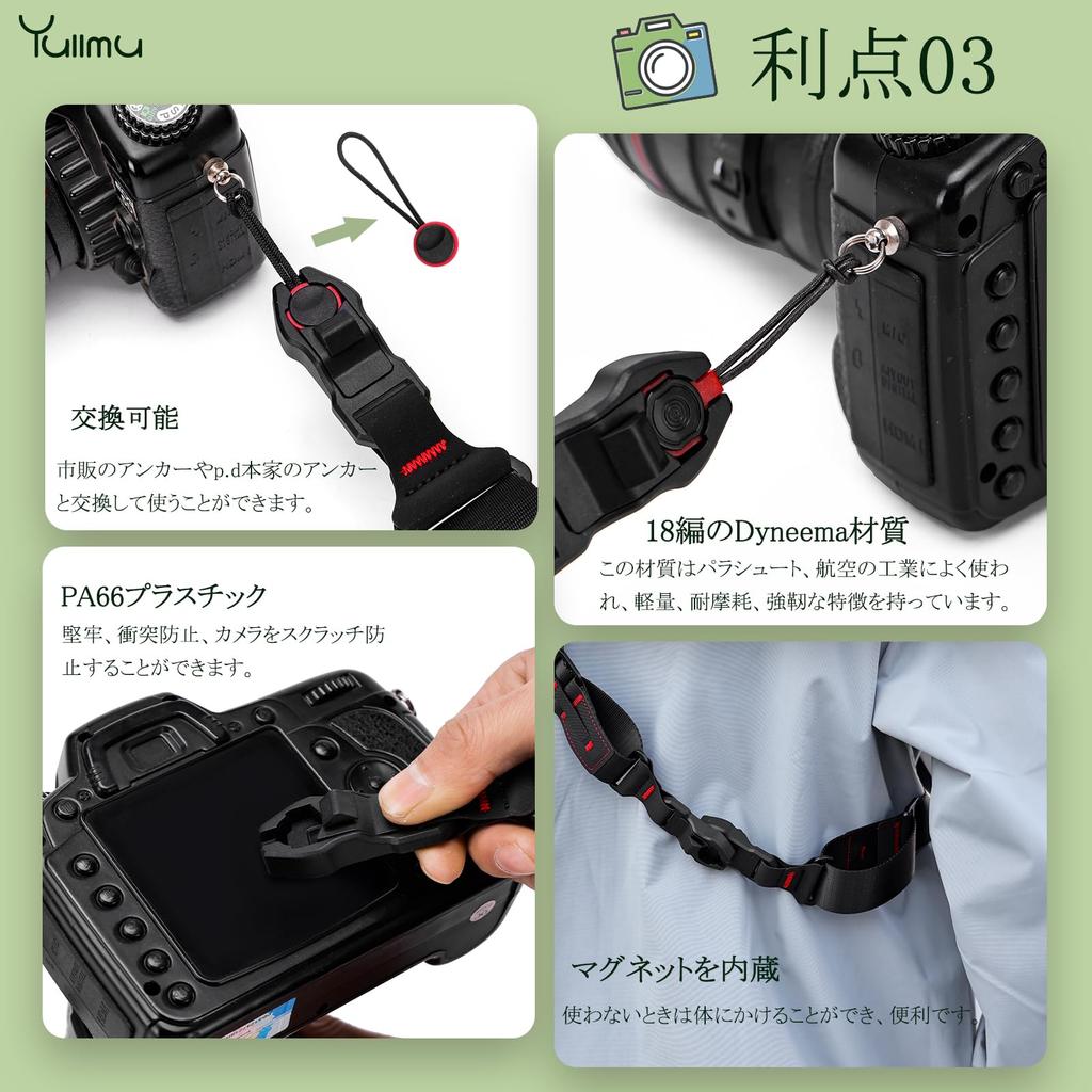 Anker-Links Kamera 90 kg Last mit dreieckiger, einfach zu befestigender und universeller Halterung für Kameras und Set aus schwarzem [Yullmu] Gurt, 3-lagige Konstruktion, Kapazität,