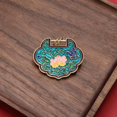 Retro Chinese Style Rich Peony Flower Carp Enamel Brooch Femininity Elegant Simple Cheongsam Accessories Badge